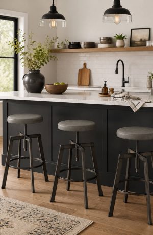 Industrial Backless Swivel Bar Stool in Modern Industrial Kitchen - Architect - Amisco