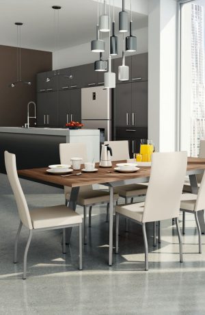 Amisco Curve Dining Chair with Tall Slightly Curved Back in Modern Dining Room