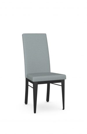 Amisco's Merlot Dining Chair in Blue Fabric and Black Metal Base