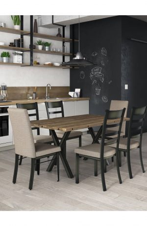 Amisco's Merlot Dining Chairs with Tall Back in Industrial Dining Room
