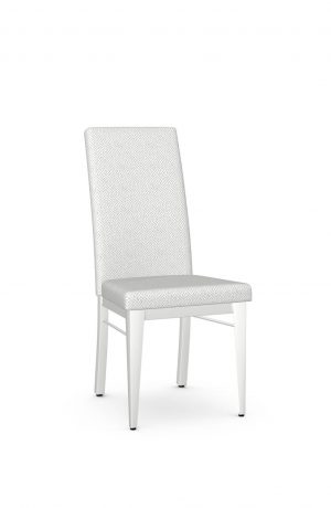 Amisco's Merlot White Modern Dining Chair Upholstered with Geometric Pattern