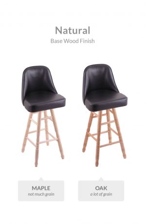 Holland's Grizzly Swivel Stool with Turned Legs: Base Wood Finish Comparison in Natural
