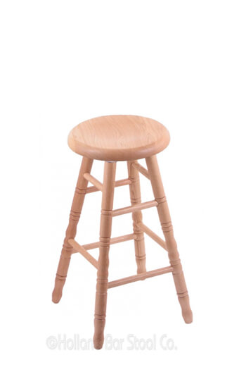 Saddle Dish Domestic Hardwood Backless Swivel Stool with Turned Legs