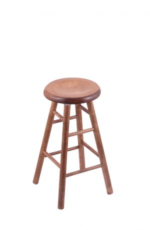 Holland's Saddle Dish Round Backless Swivel Stool with Smooth Legs in Maple Medium Wood Finish