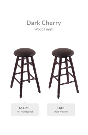 Holland's Round Cushion Backless Wood Barstools with Turned Legs: Comparison of Maple and Oak Dark Cherry
