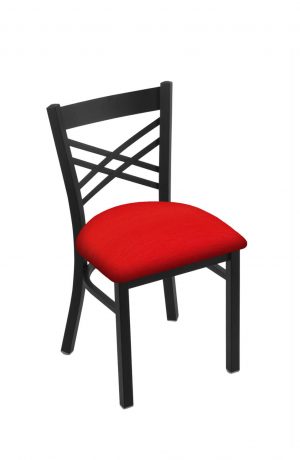 Holland's #620 Catalina Dining Chair in Black Metal Finish and Red Seat Cushion