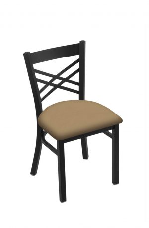 Holland's #620 Catalina Dining Chair in Black Metal Finish and Brown Seat Cushion