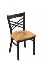 Holland's #620 Catalina Dining Chair in Black Metal Finish and Maple Medium Wood Seat Finish