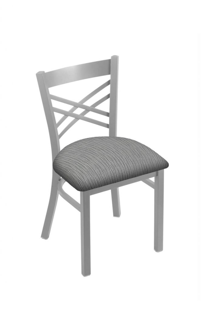 Holland's #620 Catalina Dining Chair in Nickel Metal Finish and Gray Seat Cushion