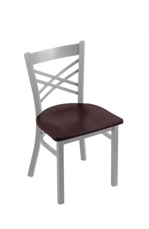 Holland's #620 Catalina Dining Chair in Nickel Metal Finish and Oak Dark Cherry Wood Seat Finish