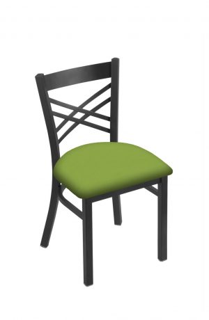 Holland's #620 Catalina Dining Chair in Pewter Metal Finish and Green Seat Cushion