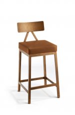 Wesley Allen's Macias Modern Copper Bar Stool with Vinyl and Low Back