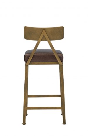 Wesley Allen's Macias Modern Square Bar Stool with Back in Brass Bisque - Back View