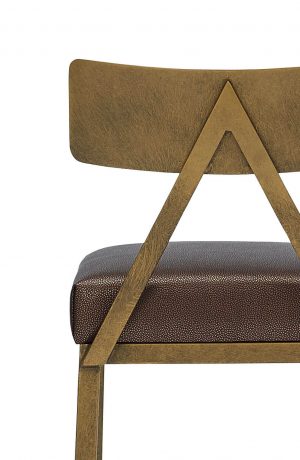 Wesley Allen's Macias Modern Square Bar Stool with Back in Brass Bisque - Back View - Close Up