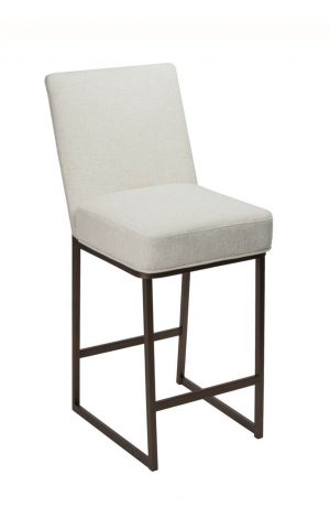 Wesley Allen's Marbury Upholstered Modern Bar Stool with Sled Base in White Seat/Back Cushion