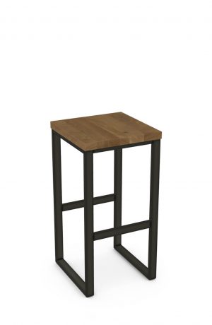 Amisco's Aaron Backless Modern Bar Stool with Wood Seat in Espresso Finish