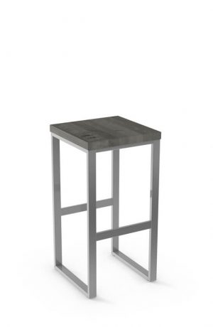 Aaron Backless Stool with Wood Seat