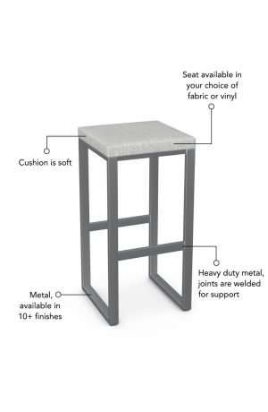 Soft seat cushion is available in your choice of fabric or vinyl, heavy duty metal, joints are welded for support.