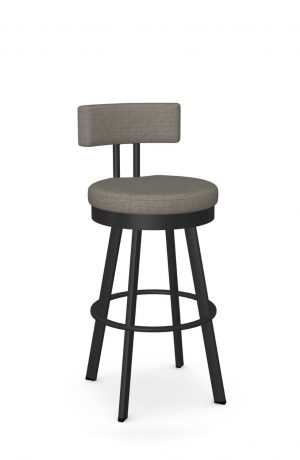 Amisco's Barry Black Modern Swivel Bar Stool with Geometric Pattern Fabric