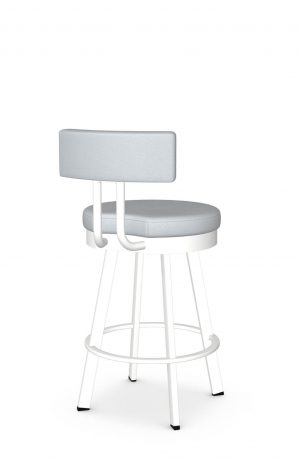 Amisco's Barry White Modern Swivel Bar Stool with Blue Seat and Back Vinyl