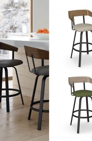 Amisco's Carson Customizable Swivel Bar Stool with Arms in a Variety of Colors