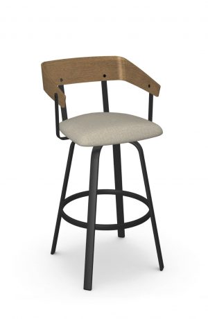 Metal Finish: 25 Black Coral • Seat Covering: CB Pebble, fabric • Back Wood Finish: 46 Cashew