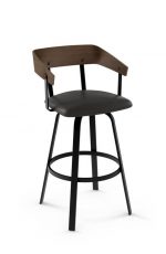 Amisco Carson Swivel Stool with Metal Frame and Wood Back