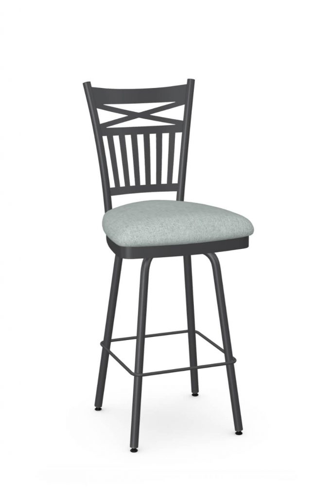 Amisco's Garden Traditional Metal Swivel Barstool in Gray and Blue