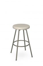 Amisco's Hans Backless Swivel Bar Stool in Taupe Gray Metal and Cream Vinyl Seat