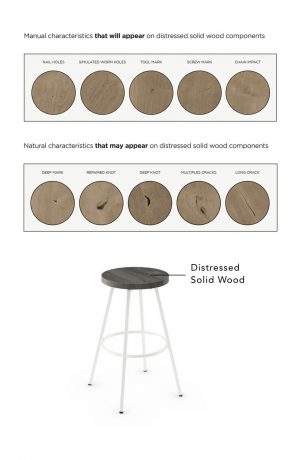 Amisco's Hans Backless Swivel Stool with Distressed Solid Wood Seat
