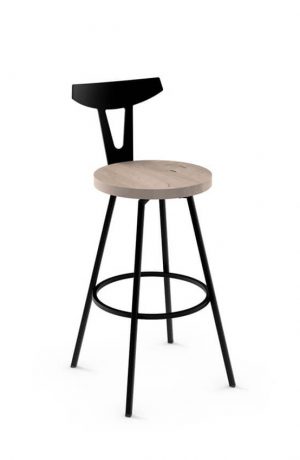 Amisco Hans Nordic Swivel Stool with Wood Seat