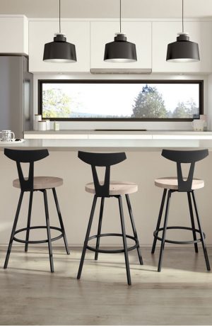 Amisco Hans Swivel Stool with Back, Great for Nordic Kitchens