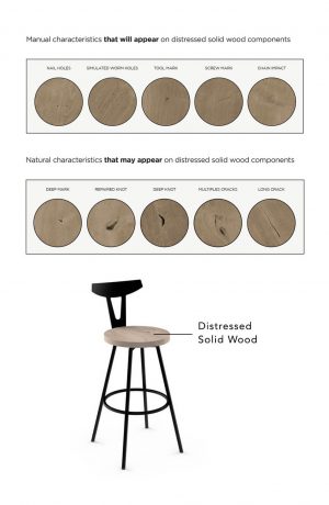 Amisco's Hans Swivel Stool with Distressed Solid Wood Seat