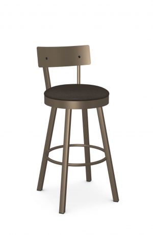 Amisco's Lauren Bronze Swivel Bar Stool with Brown Vinyl