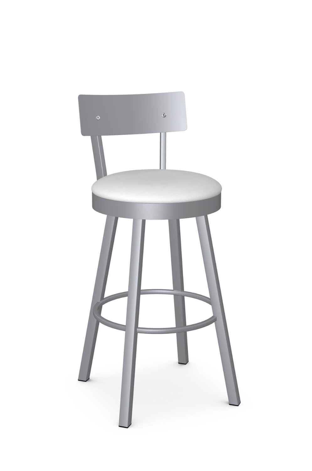 Amisco's Lauren Silver Swivel Bar Stool with White Round Seat