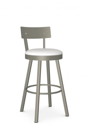 Amisco's Lauren Taupe Swivel Bar Stool with White Round Seat
