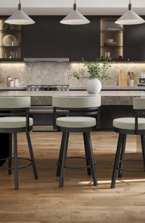 Amisco's Ronny Black Modern Swivel Counter Stools in Modern Kitchen