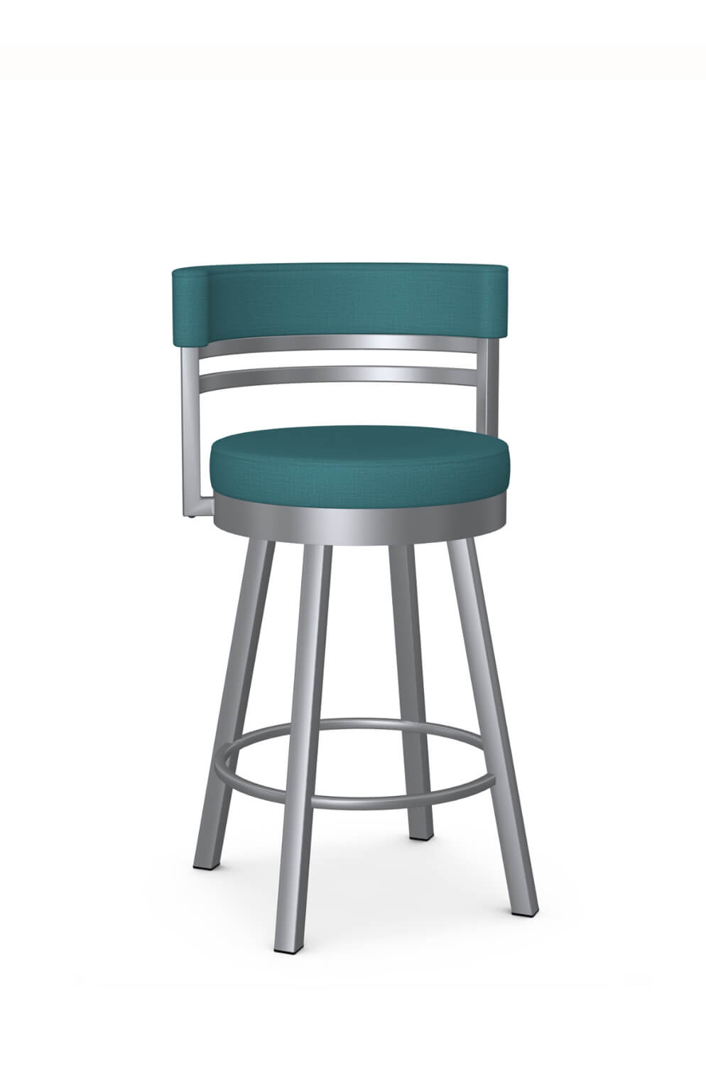 Amisco Ronny Swivel Modern Kitchen Counter Stool In Silver And Blue 