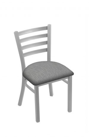 Holland's #400 Jackie Dining Chair in Nickel Metal Finish and Gray Seat Cushion