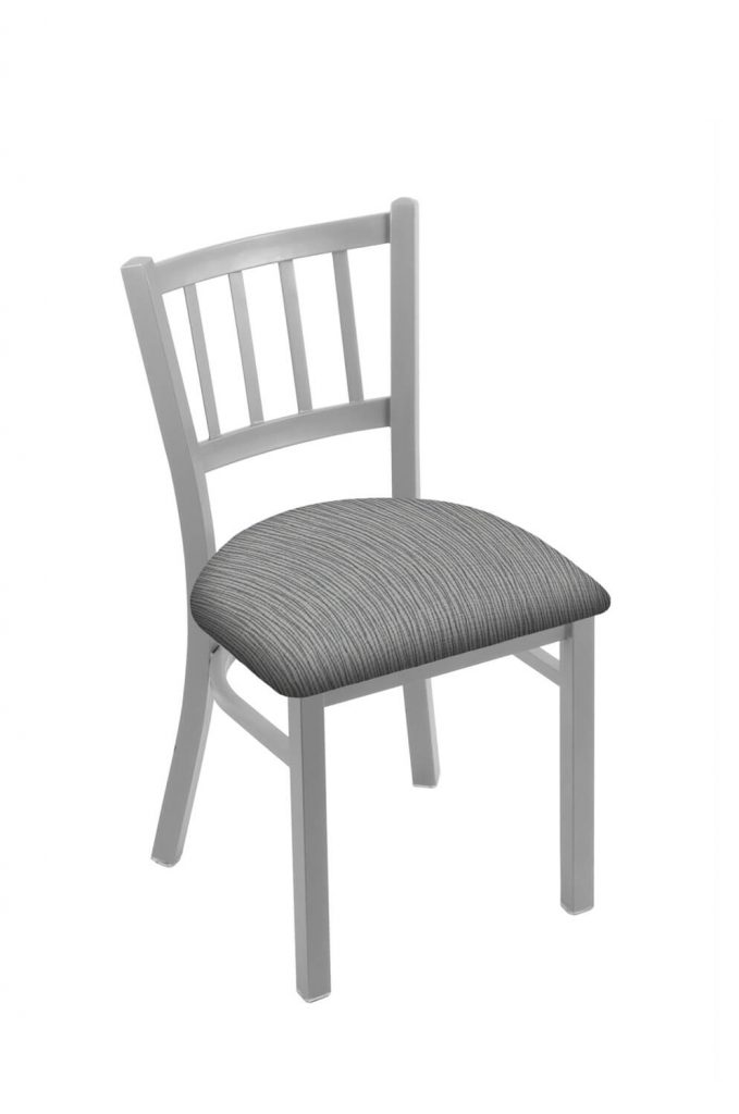 Holland's #610 Contessa Dining Chair in Nickel Metal Finish and Gray Seat Cushion