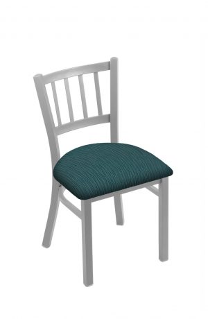 Holland's #610 Contessa Dining Chair in Nickel Metal Finish and Teal Seat Cushion