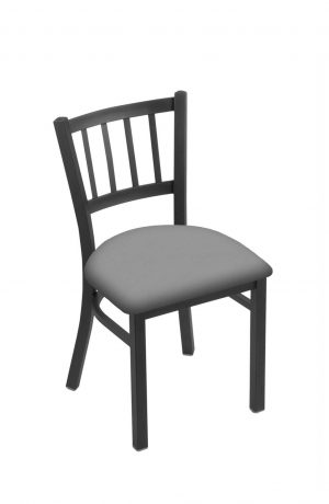 Holland's #610 Contessa Dining Chair in Pewter Metal Finish and Gray Seat Cushion