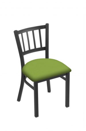 Holland's #610 Contessa Dining Chair in Pewter Metal Finish and Green Seat Cushion