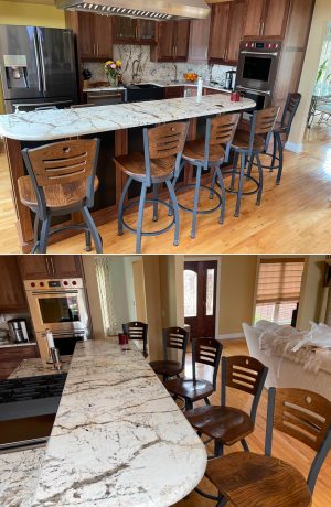 Holland's 830 XL Voltaire Metal and Wood Swivel Bar Stool in Customer's Wood Kitchen