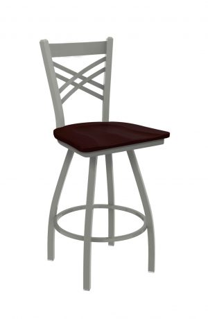 Holland's Catalina Big-And-Tall Swivel Barstool with Nickel Metal Finish and Dark Cherry Oak Seat Wood Finish