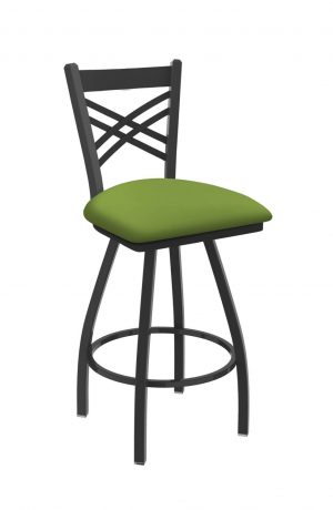 Holland's Catalina Big-And-Tall Swivel Barstool with Pewter Metal Finish and Green Seat Vinyl