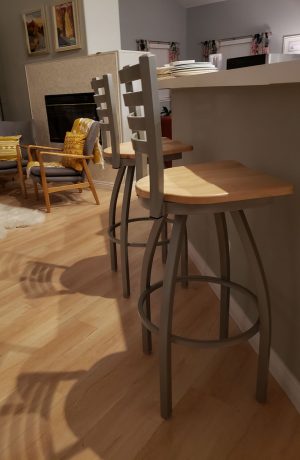 Holland's Jackie XL Swivel Extra Tall Barstool in Nickel Metal and Maple Natural Seat Finish in Transitional Home
