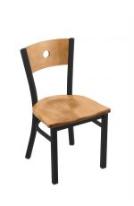 Holland Voltaire #630 Dining Chair in Black Metal Finish, Medium Maple Seat and Back Wood Finish