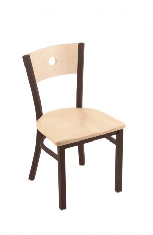 Holland Voltaire #630 Dining Chair in Bronze Metal Finish, Natural Maple Seat and Back Wood Finish