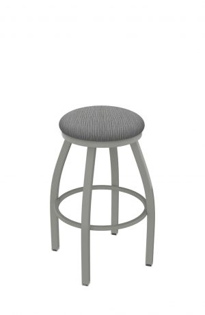 Holland's Misha #x802 Big and Tall Backless Swivel Stool in Nickel Metal Finish and Gray Seat Cushion